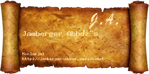 Jamberger Abbás névjegykártya